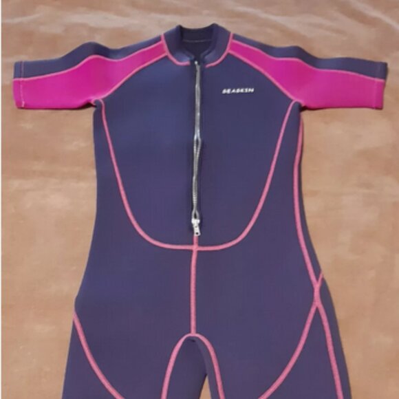 Kids Sea Skin Wetsuit Size 12. 2mm Front Zipper Neoprene Shorty - Picture 1 of 4
